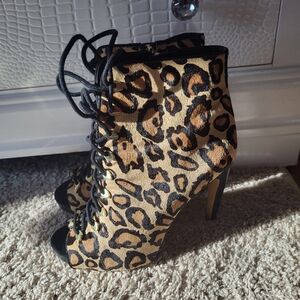 Calf hair leapord booties